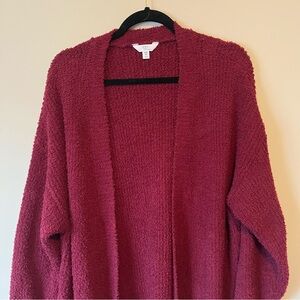 Time & Tru 22w-26w Cozy Open-Front Women's Cardigan Sweater - Wine
